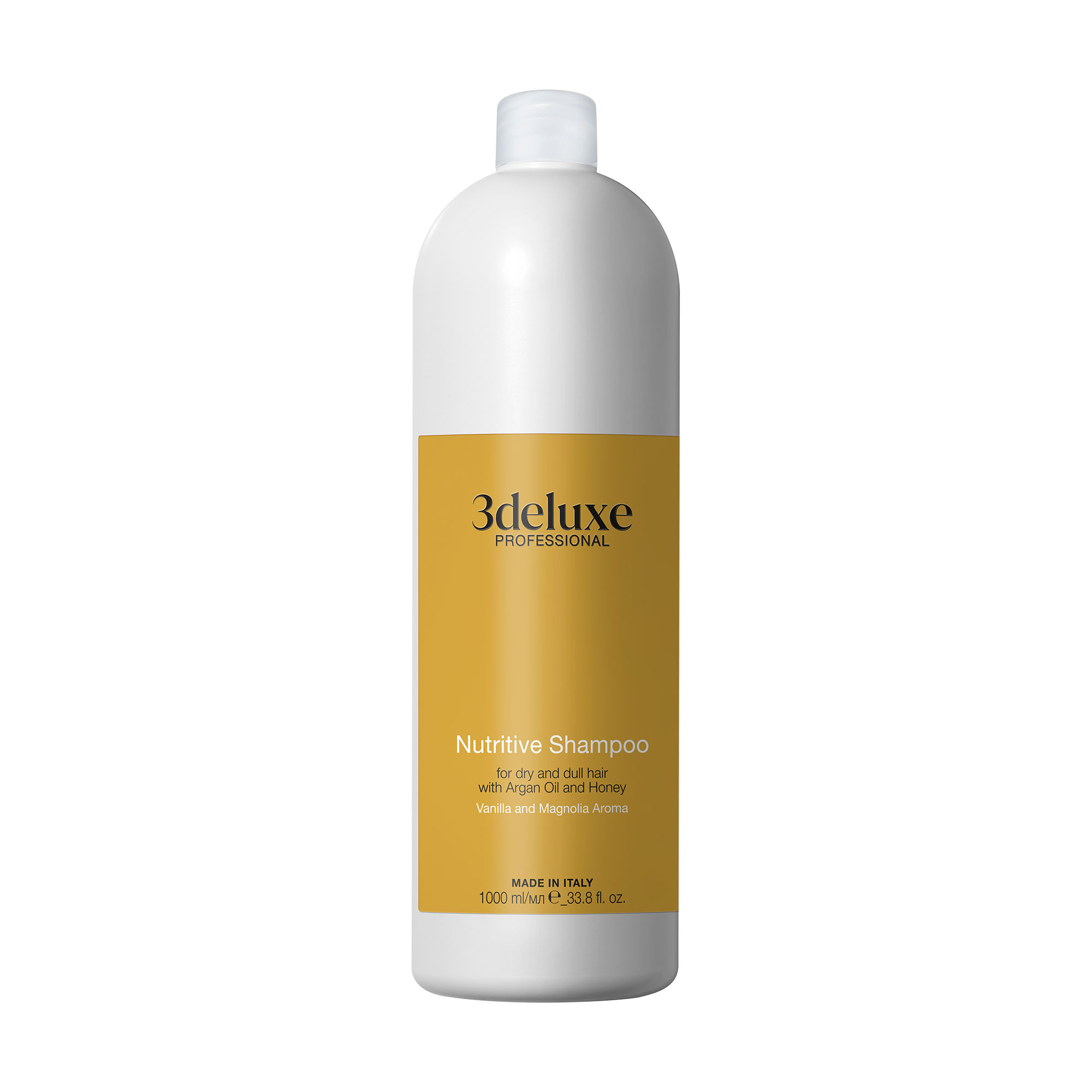 Живильний шампунь 3DeLuXe Nutritive Shampoo для сухого та тьмяного волосся, з медом та олією аргани, 1 л